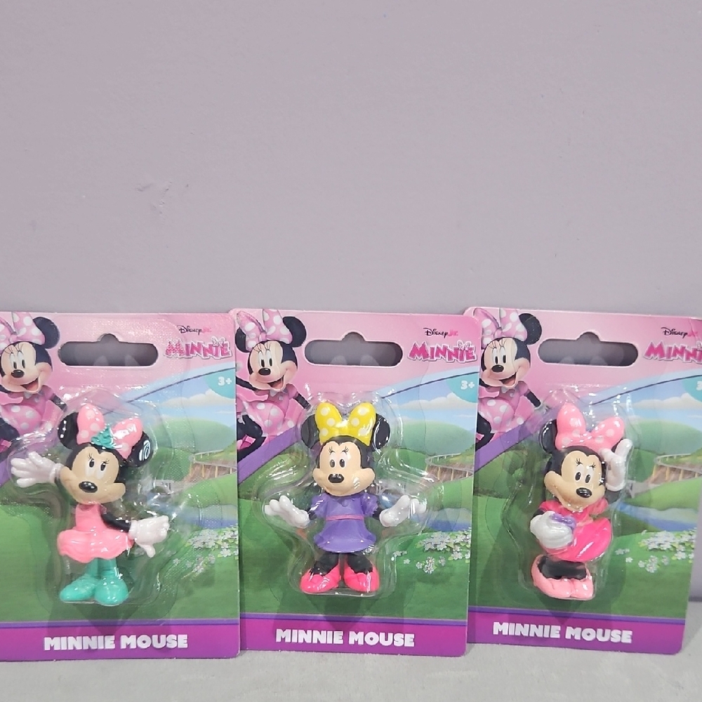 Disney Minnie Mouse Figurine Trio - Pink,‎ Purple, Green